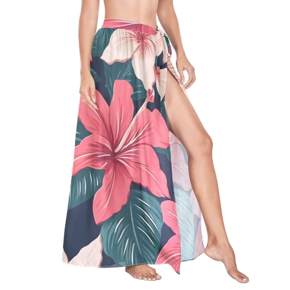 Women Sarong Wraps Tropical Flowers-r2 Swimsuit Beach Pareo Bikini Coverups Skirt M