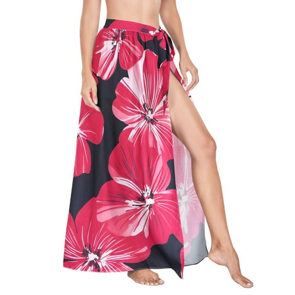 Women Sarong Wraps Tropical Flowers-t5 Swimsuit Beach Pareo Bikini Coverups Skirt M