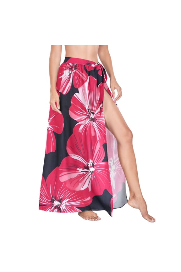 Women Sarong Wraps Tropical Flowers-t5 Swimsuit Beach Pareo Bikini Coverups Skirt M