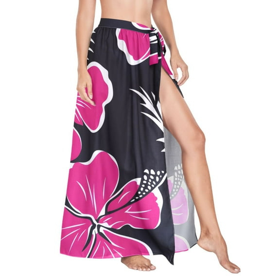 Women Sarong Wraps Tropical Flowers-t9 Swimsuit Beach Pareo Bikini Coverups Skirt M