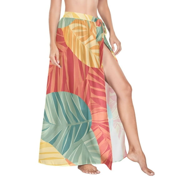 Women Sarong Wraps Tropical Leaf-n1 Swimsuit Beach Pareo Bikini Coverups Skirt M