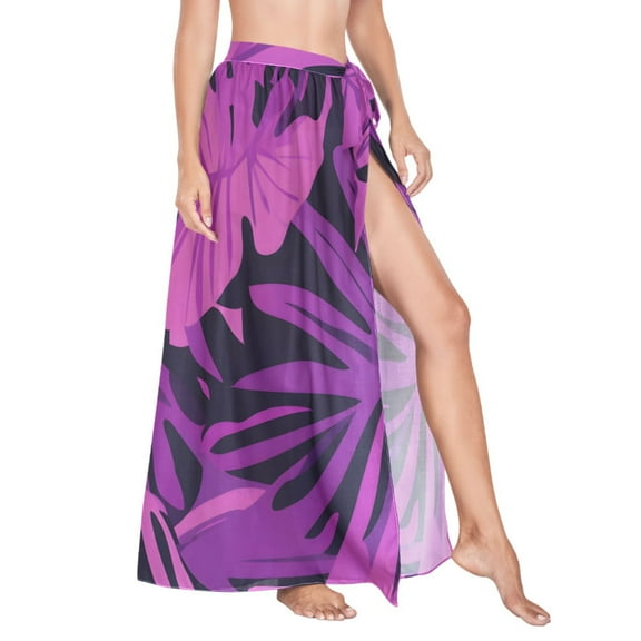 Women Sarong Wraps Tropical Leaf-n2 Swimsuit Beach Pareo Bikini Coverups Skirt L