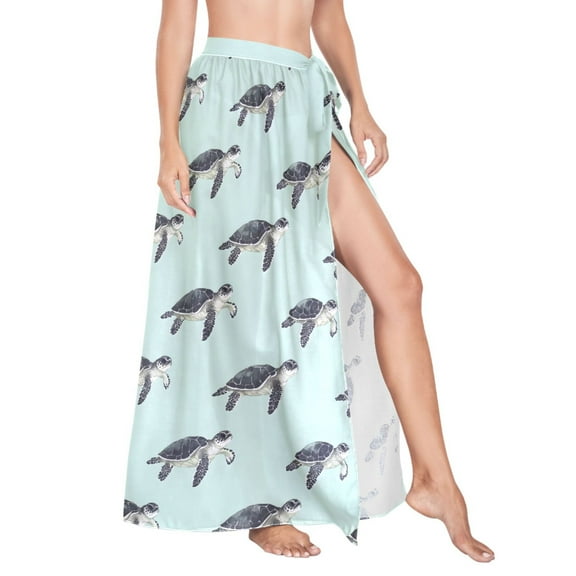 Women Sarong Wraps Turtles Swimsuit Beach Pareo Bikini Coverups Skirt L