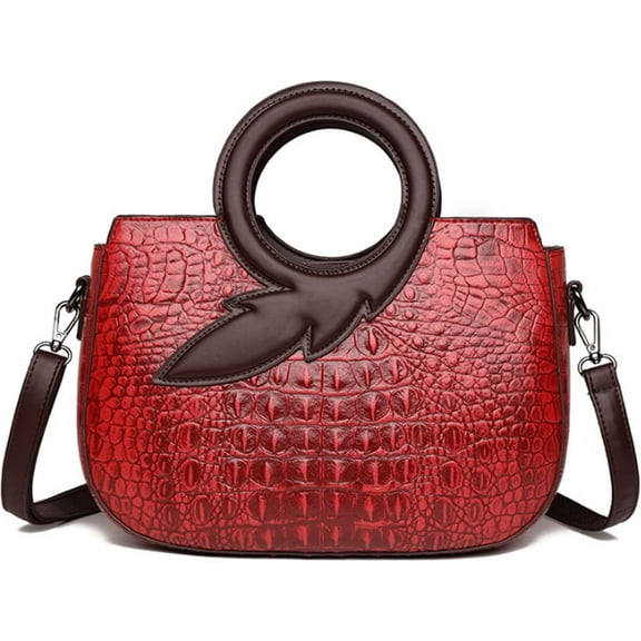 Women Satchel Bag PU Leather Crocodile-Embossed Pattern With Top Handle Shoulder Bags Handbags Fashion Purses Totes