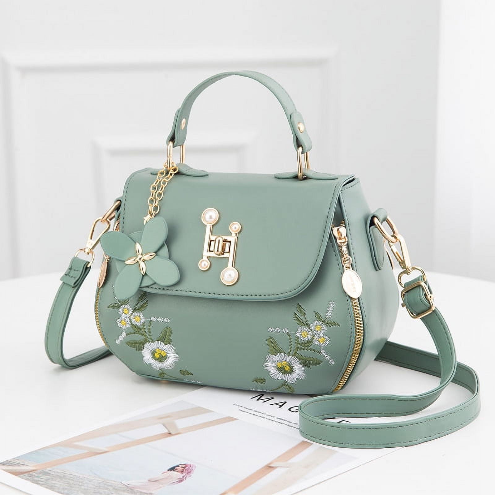 Women Satchel Bags Handle Shoulder Handbags and Purses Pockets Zipper Leather Crossbody Bags