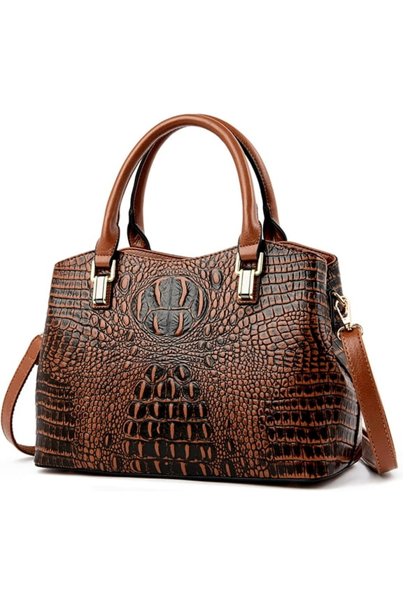 Women Satchel Handbags and Purse Designer Embossed Crocodile Pattern Leather Top Handle Totes Shoulder Bags for Ladies