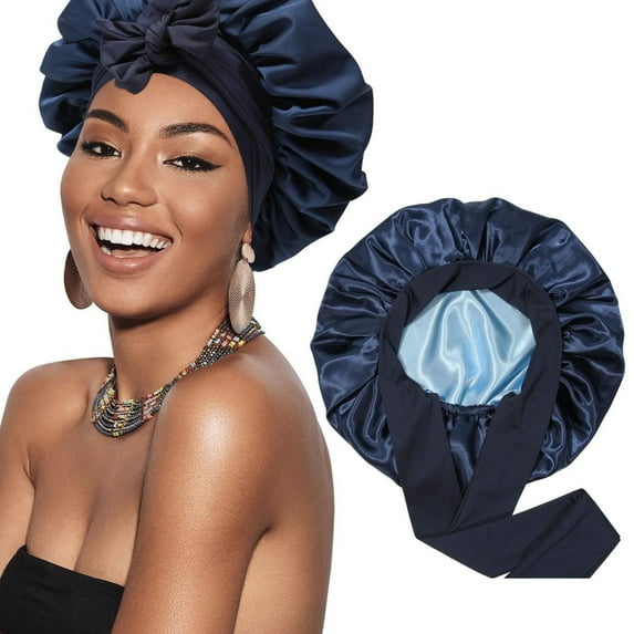 Women Satin Bonnet Silk Hair Reversible Bonnets Hair Wrap for Sleeping Cap with Tie Band