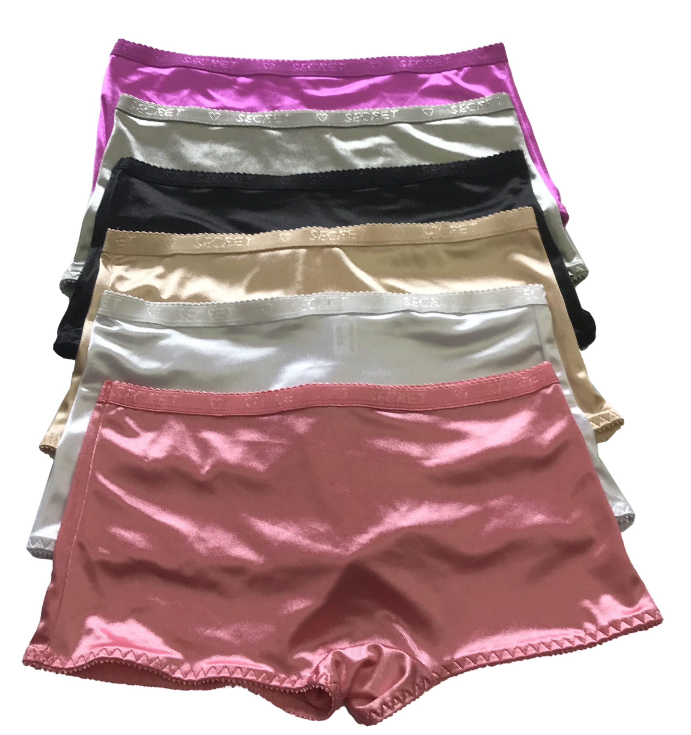 Women Satin Boxer 6 pack of Plain Satin Shining Underwear S (P961