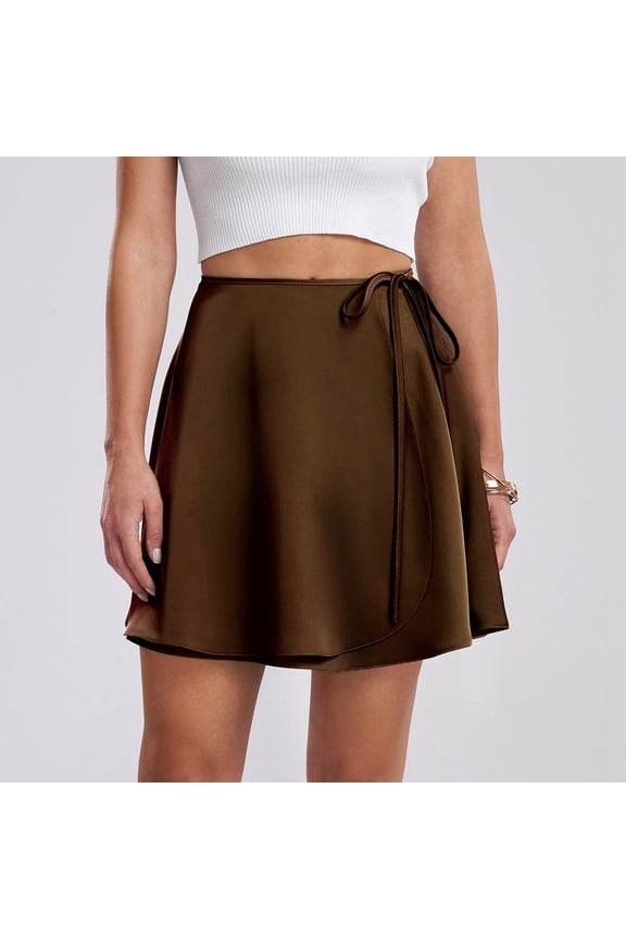 Women Satin High Waist Lace Up A Line Short Skirt Solid Color Skirt Extra Long Twin Bed Skirt plus Size Mini Skirts Ruched Skirt Casual Skirts for Women Leather Skater Skirts for Women Anime Skirts
