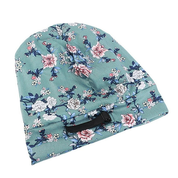Women Satin Lined Bonnet Sleep Cap Ethnic Floral Print Adjustable Wide Band Slouchy Beanie Turban Hat Muslim for Head Co