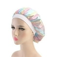thumbnail image 1 of Women Satin Night Sleep Cap Hair Bonnet Hat Silk Head Cover Wide Elastic Band, 1 of 3
