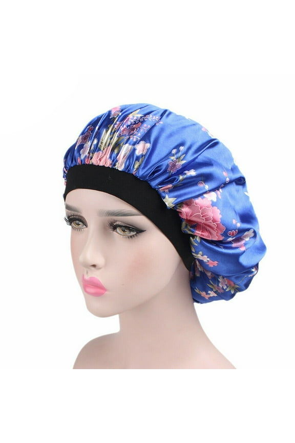 Women Satin Night Sleep Cap Hair Bonnet Hat Silk Head Cover Wide Elastic Band