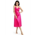 thumbnail image 1 of Women Satin Nightgown Silk Chemise Mini Slips V Neck Negligee Sleepwear with Adjustable Straps Hot Pink XXL, 1 of 6