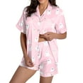 thumbnail image 1 of Women Satin Pajama Set Stylish Round Neck Sleepwear Comfortable Halloween Outfit Soft Fall Winter Wear, 1 of 7