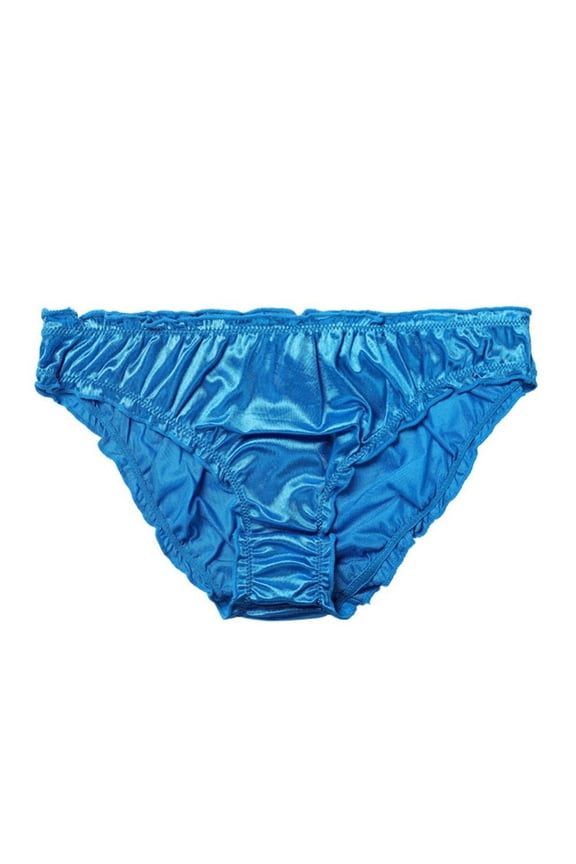 Women Satin Panties Low-Waist Ruffle Milk Silk Sexy Underwear Bikini Briefs Elastic Ladies Underpants Lingerie