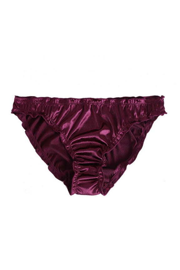 Women Satin Panties Low-Waist Ruffle Milk Silk Sexy Underwear Bikini Briefs Elastic Ladies Underpants Lingerie