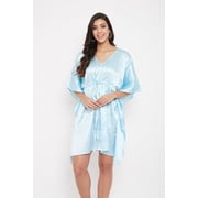 Women Satin Plus Size Tunic Short Kaftan Dress Silk Kimono Sleepwear Adjustale Waist Dress