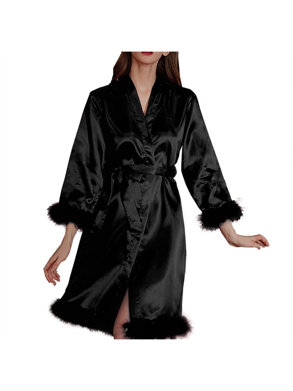 Women Satin Short Robe Knee Length Tie Wrap 9 Quarter Sleeve Sleepwear Bathrobe Bridesmaid Wedding Makeup Fashion Nightgown