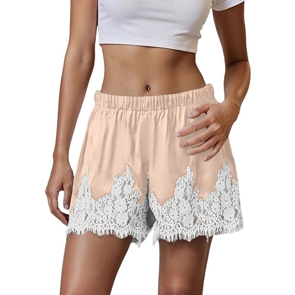 Women Satin Silk Lace Trim Shorts Silky Low Rise Boxer Shorts Y2k Teen Girls Cute Coquette Lounge Slip Bottoms