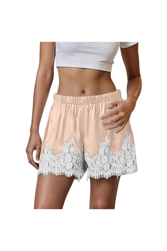 Women Satin Silk Lace Trim Shorts Silky Low Rise Boxer Shorts Y2k Teen Girls Cute Coquette Lounge Slip Bottoms