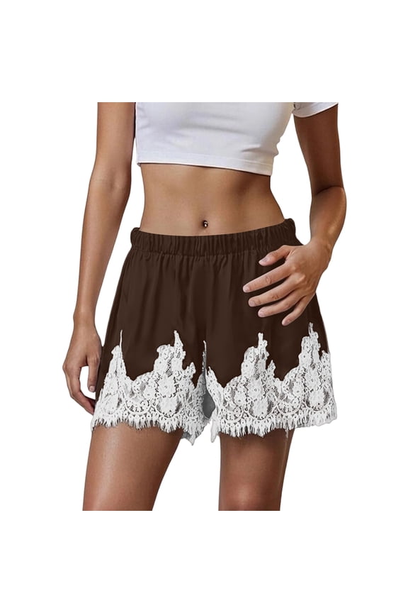 Women Satin Silk Lace Trim Shorts Silky Low Rise Boxer Shorts Y2k Teen Girls Cute Coquette Lounge Slip Bottoms