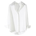thumbnail image 1 of Women Satin Solid Color Shirt Lapel Long Sleeve Blouse Top Business Office Work Slim Shirt 2025 Fall Outfits, 1 of 5