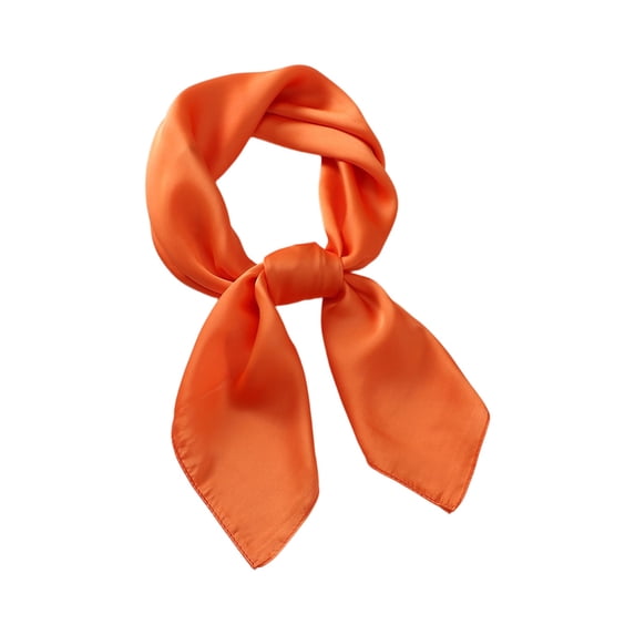 Women Satin Solid Color Square Scarf, Lightweight Neck Scarf Hair Wrap Sun Protection Bandana Elegant Silk Feeling Neckerchief
