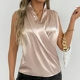 thumbnail image 1 of Women Satin Tank Tops Soft Comfy Summer Pleated Pullover Crew-Neck Fashion Sleeveless Elegant Party Vacation Blouse Lightweight Trendy Casual Solid Color Tops, 1 of 7