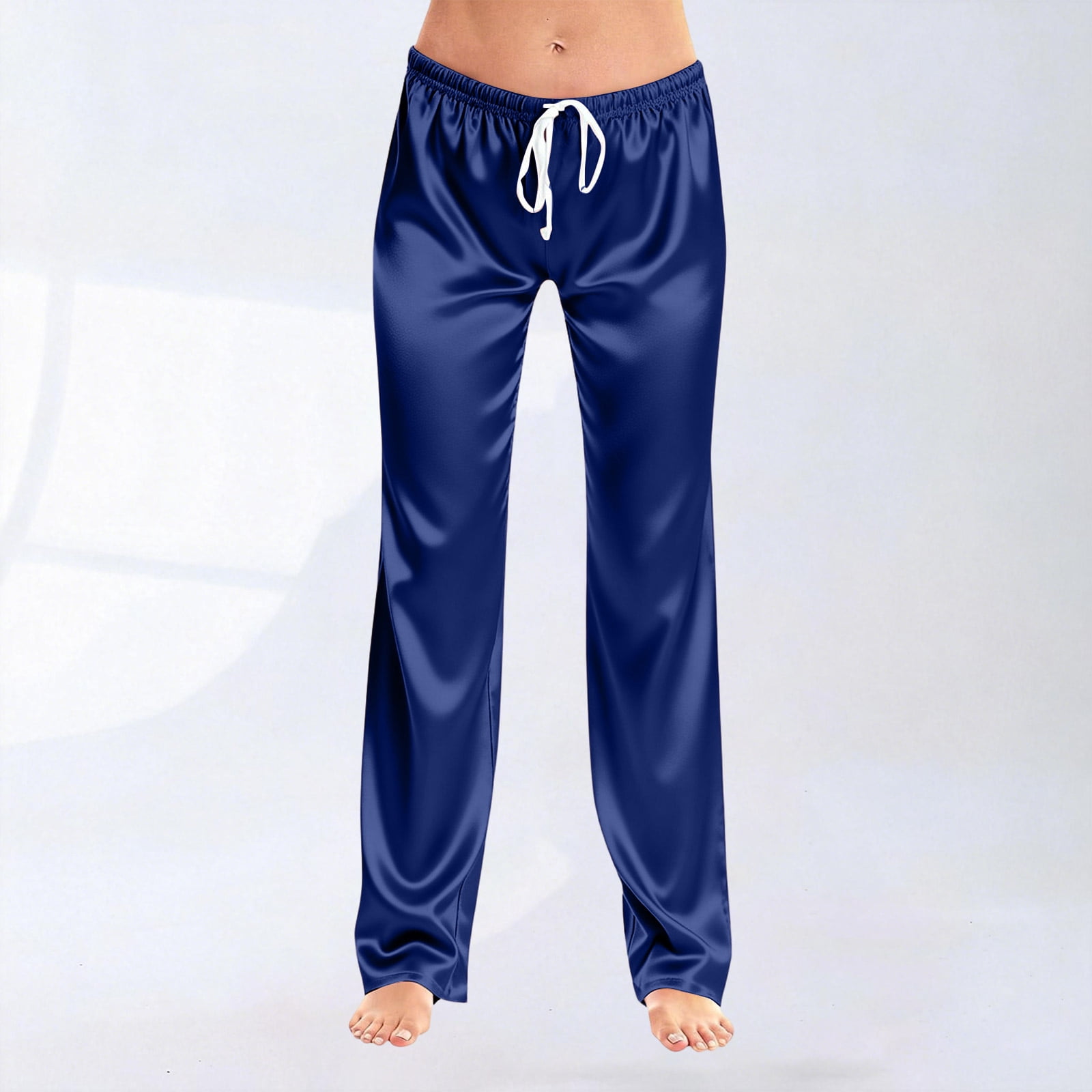 Women Satin Wide Leg Dress Pants Silk Casual Dressy Long Flowy Pants ...