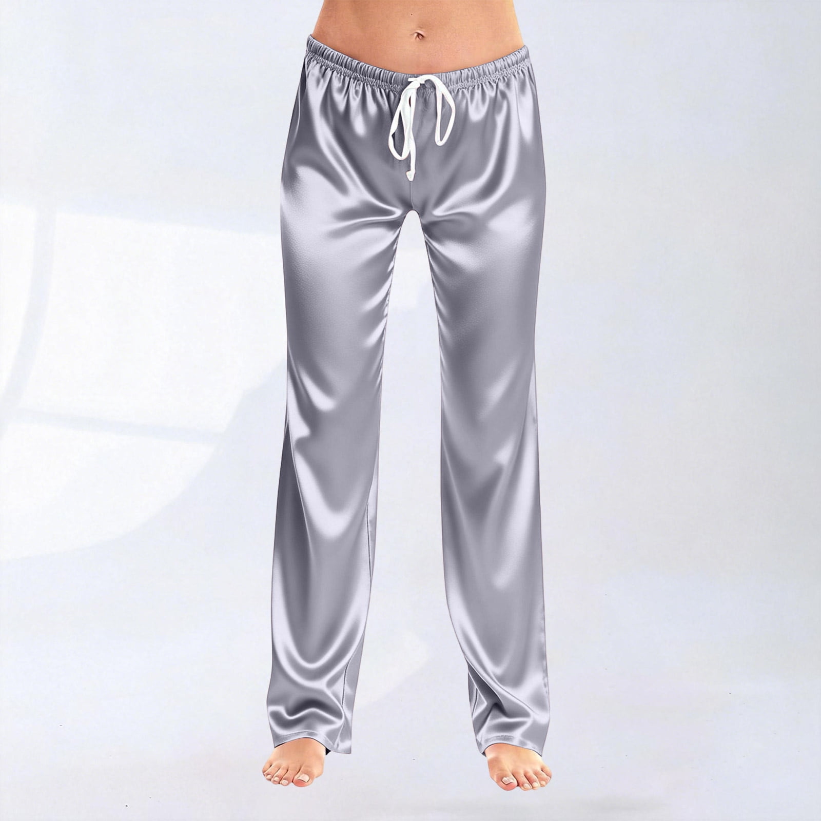 Women Satin Wide Leg Dress Pants Silk Casual Dressy Long Flowy Pants ...
