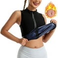 thumbnail image 1 of Women Sauna Sweat Suit, Slimming Workout Vest Body Shaper Waist Trainer Top for Women Blue S, 1 of 8