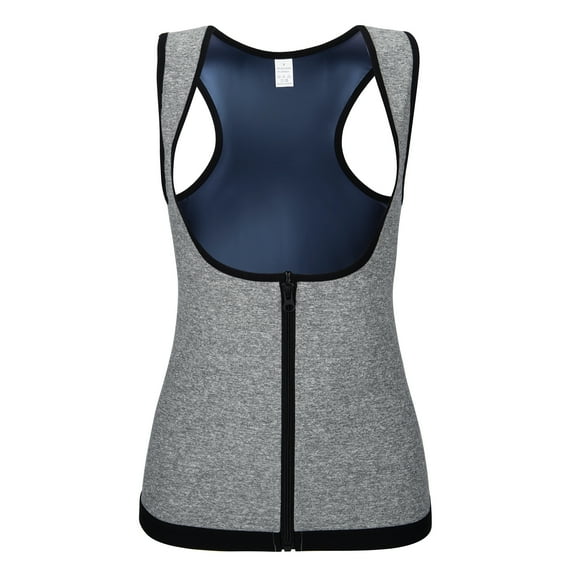 Women Sauna Sweat Vest Slimming Workout Sauna Tank Top Shapewear for Weight Loss, Gray, M