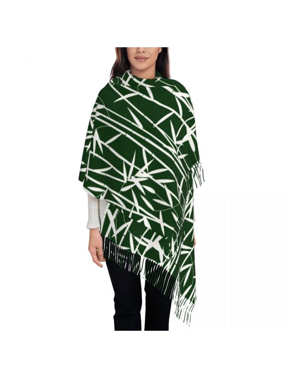 Women Scarf Bamboo Leaves Winter Shawls Thin Wrap Lady Tassel Warm Scarves Hairy Bufanda Stole