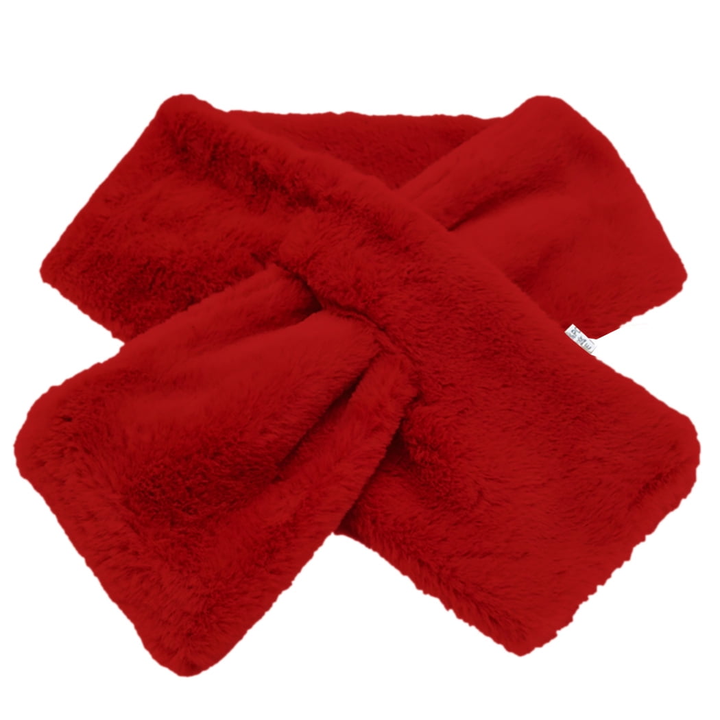 Women Scarf Creative Cross Solid Color Faux Fur Scarf Collar Scarf Neck