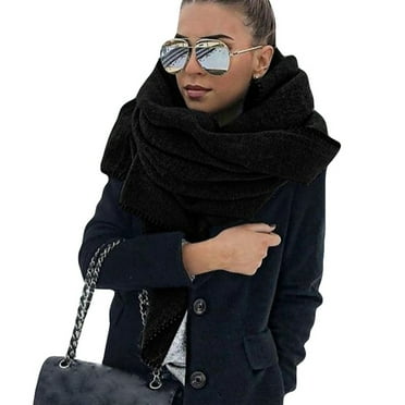 Women Scarf, Fashion Solid Color Soft Skin-friendly Fleece Winter Neck Warm Long Large Shawl Scarf Blanket Neck Wrap