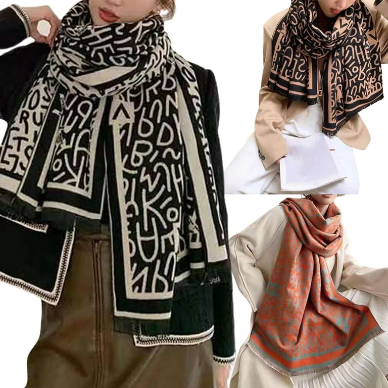 Winter Travel Cashmere Women Scarf Shawl Fashion Thick Letter