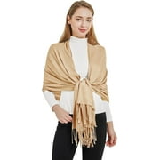 Women Scarf Pashmina Shawls and Wraps for Evening Dresses , Winter Fashion Soft Warm Long Large Scarves , Lightweight Silk Solid Colors Capes for Ladies Beige