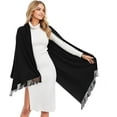 thumbnail image 1 of Women Scarf Pashmina Shawls and Wraps for Evening Dresses, Winter Fashion Soft Warm Long Large Scarves, Lightweight Silk Solid Colors Capes for Ladies Black, 1 of 7