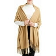 thumbnail image 1 of Women Scarf Pashmina Shawls and Wraps for Evening Dresses, Winter Fashion Soft Warm Long Large Scarves, Lightweight Silk Solid Colors Capes for Ladies Camel, 1 of 5