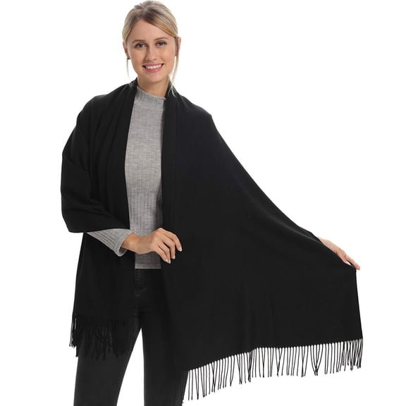 Women Scarf Wrap Shawl, Black Soft Wool, Travel Blanket Accessories, Evening Wedding Party, Mom in Law Female Hostess Grandma Friend Sister Wife Girlfriend Christmas Good Gift