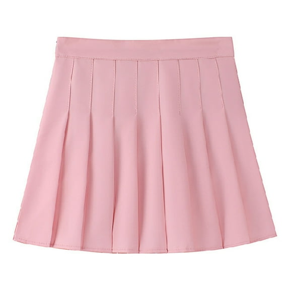Women School Uniform High Waist Pleated A Line Swing Mini Skirt with Undershorts