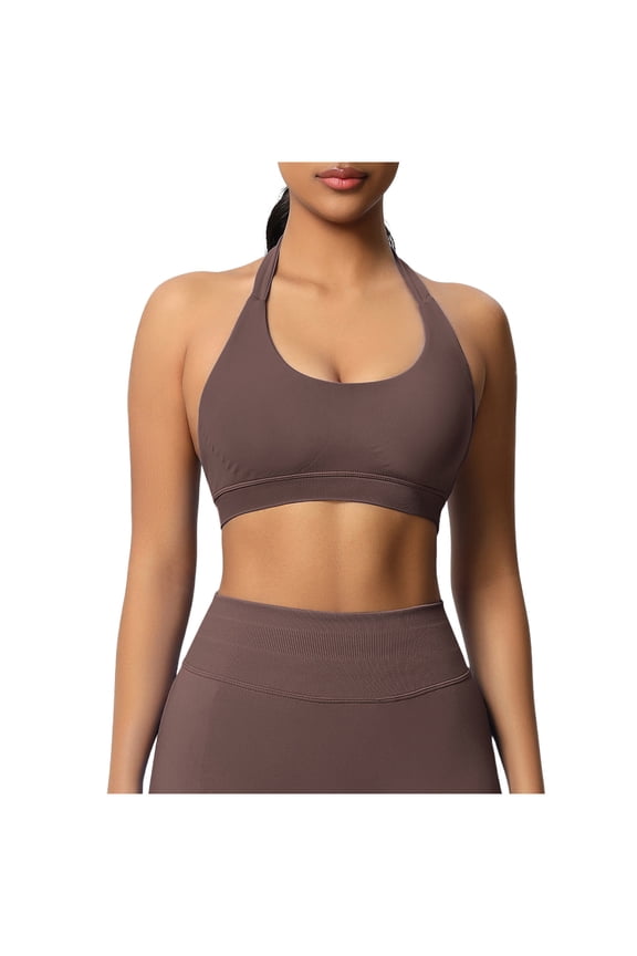 Women Scoop Neck Sports Tanks Knit Halter Neck Sleeveless Tank Top Cropped Yoga Workout Tank Tops