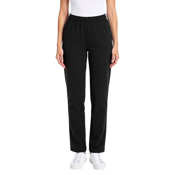 Women Scrub Pants with Straight Leg Pull-on Pant Elastic Waist Stretchy Bottoms Nursing Work Trousers with Pockets