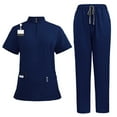 thumbnail image 1 of Women Scrub Sets 2 Pieces Solid Hand Wash Short Sleeve Top and Long Pants Nurse's Outfit Set with Pocket, 1 of 3