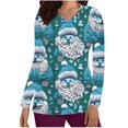 thumbnail image 1 of Women Scrub Top Santa Claus Print V-Neck Shirt, Christmas Holiday Working Uniforms for Nurse, L, 1 of 6