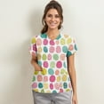 thumbnail image 1 of Women Scrub Top，Scrub Tops for Women Short Sleeve V Neck Working Nurse Uniform Plus Size Easter Printed Medical Shirt，White，M, 1 of 4