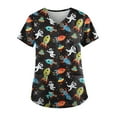 thumbnail image 1 of Women Scrub Tops Short Short Sleeve Summers Womans Working Casual Pocket Thin Scrub, 1 of 3