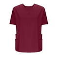 thumbnail image 1 of Women Scrub Tops Stretch Solid Color T-Shirt Blouse Tee with Pockets Plus Size Tops for Lady Tunics Wine XXL, 1 of 4