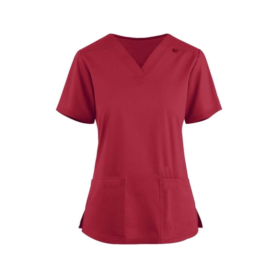 Women Scrub Tops V-Neck Tops with Pockets Easy Care Uniforms Red Scrub Tops for Women Quick Drying Womens Scrubs