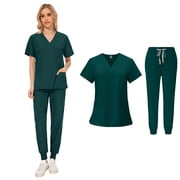 Women Scrubs Set Short Sleeve Work Uniform Matte Finish Style for Beauty Salon